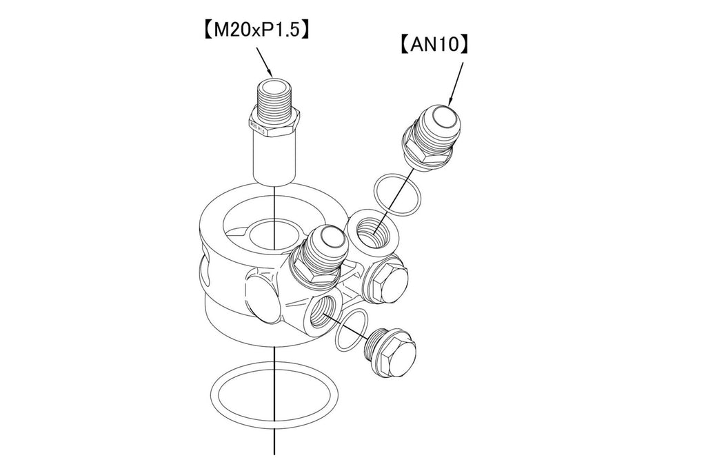 Type-E Oil Cooler Standard High Block, Engine: M20xP1.5, Filter: M20xP1.5, 10AN