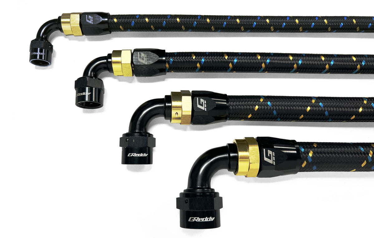 GReddy AN Nylon Braided Hose - Black / Gold / Blue