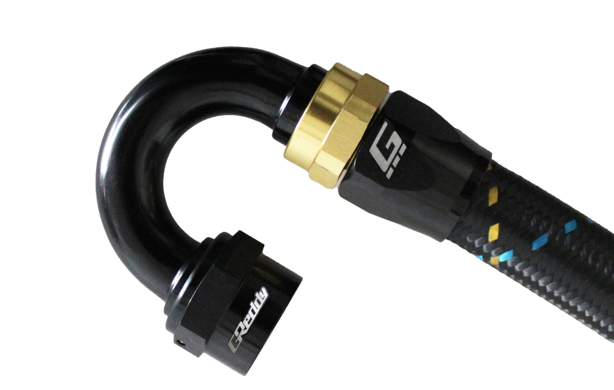 GReddy -12 AN Swivel Hose Ends - Black / Gold