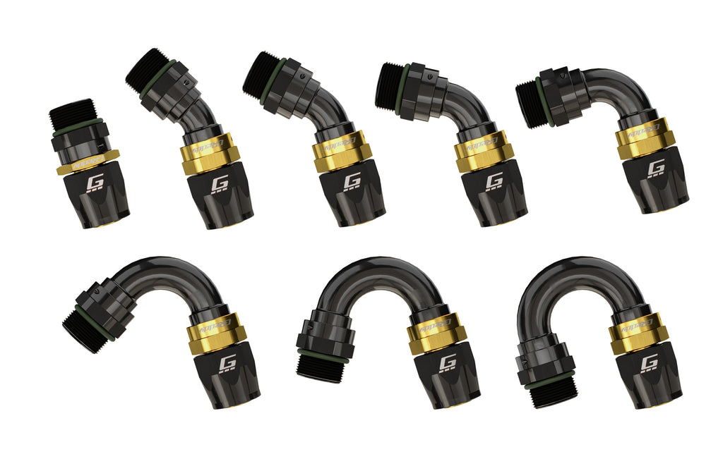 GReddy -08 ORB male Swivel Hose Ends - Black / Gold