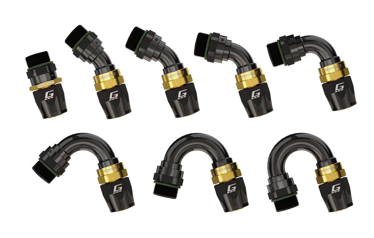 GReddy -08 ORB male Swivel Hose Ends - Black / Gold