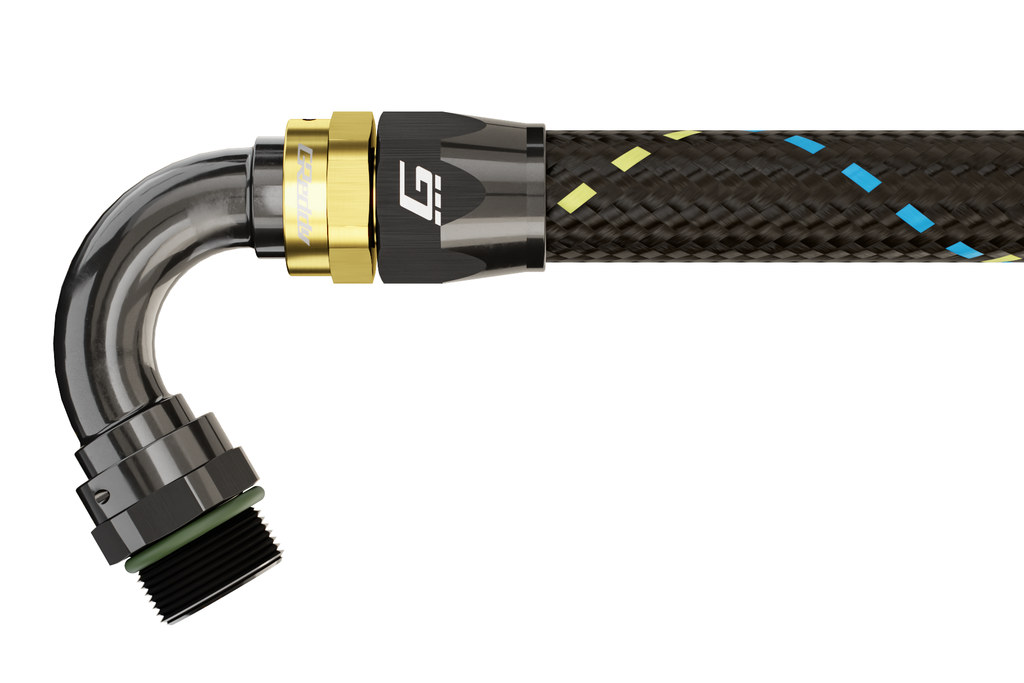 GReddy -12 ORB male Swivel Hose Ends - Black / Gold