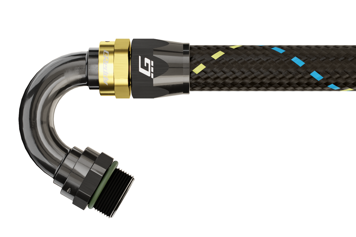 GReddy -12 ORB male Swivel Hose Ends - Black / Gold