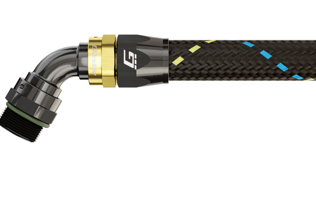 GReddy -12 ORB male Swivel Hose Ends - Black / Gold