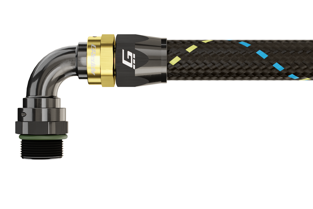 GReddy -12 ORB male Swivel Hose Ends - Black / Gold