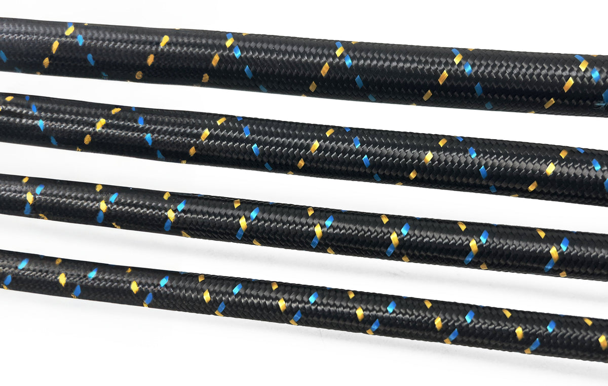 GReddy AN Nylon Braided Hose - Black / Gold / Blue