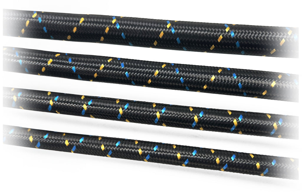 GReddy AN Nylon Braided Hose - Black / Gold / Blue