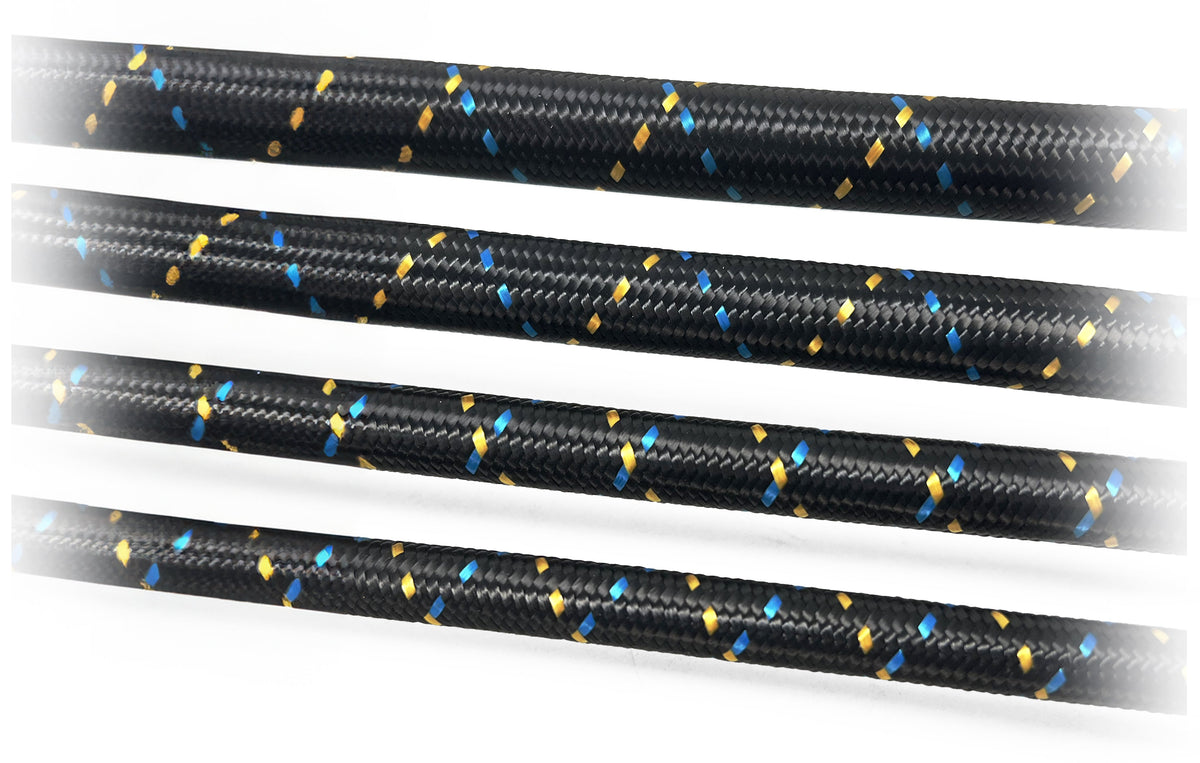 GReddy AN Nylon Braided Hose - Black / Gold / Blue