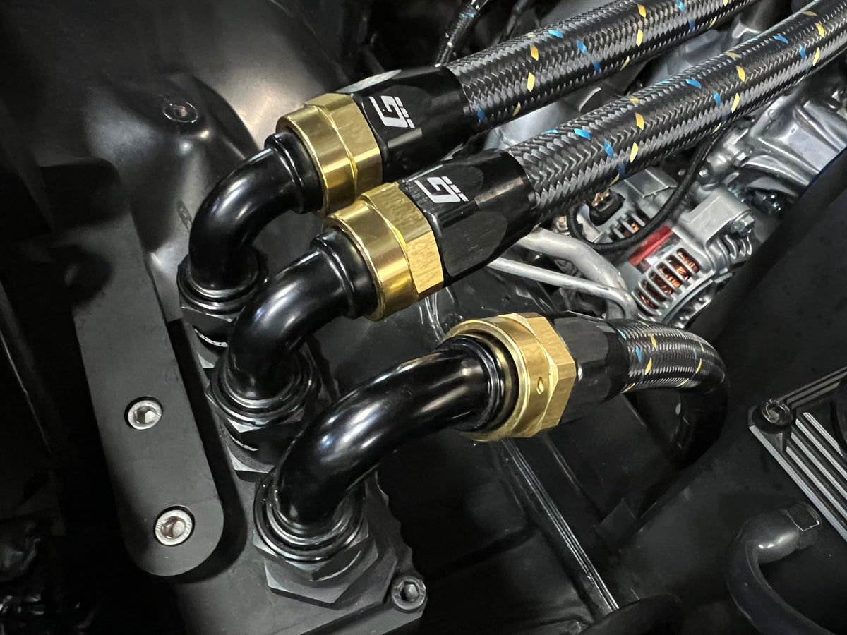 GReddy AN Nylon Braided Hose - Black / Gold / Blue