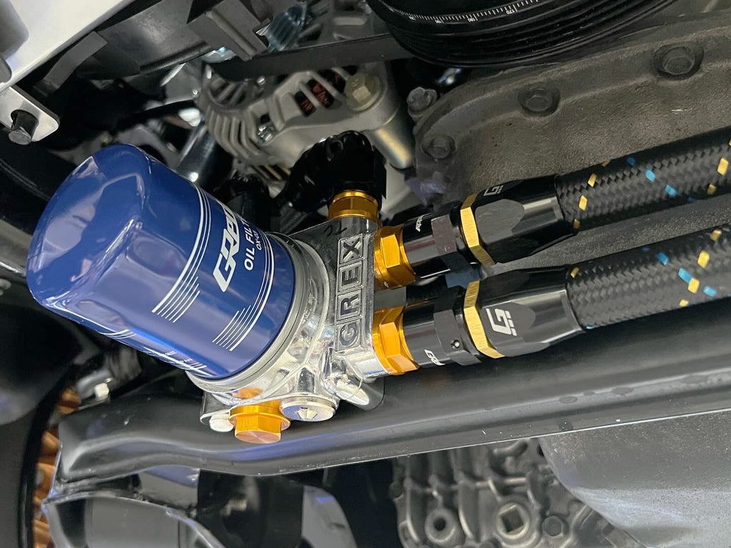 GReddy AN Nylon Braided Hose - Black / Gold / Blue
