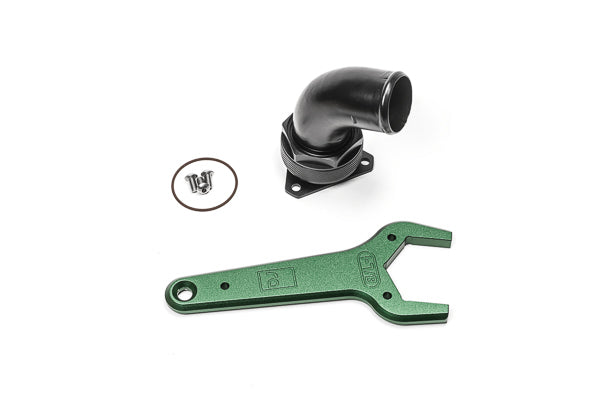 Radium Engineering FCST-X 3-Bolt Remote Mount Fill Neck 24AN Elbow 1.5in Barb