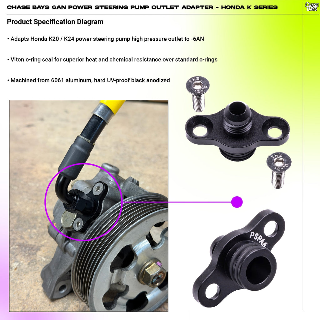 Chase Bays 6AN Power Steering Pump Outlet Adapter - Honda K Series