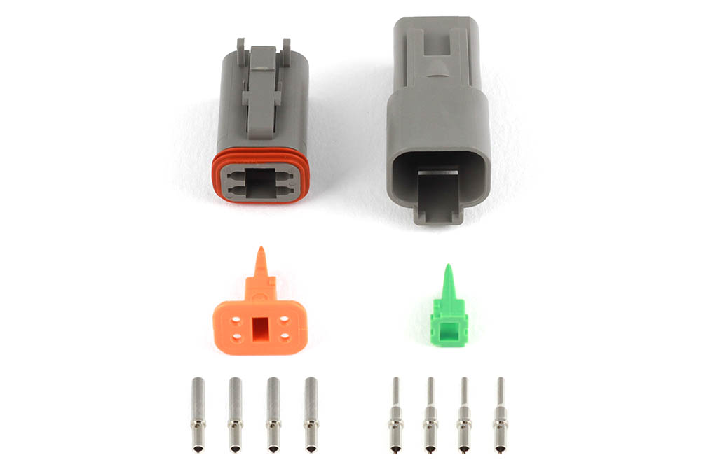 Plug and Pins Only - Matching Set of Deutsch DT-4 Connectors (DT06-4S + DT04-4P) - (13 Amp)
