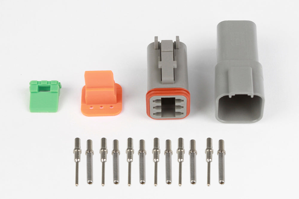 Plug and Pins Only - Matching Set of Deutsch DT-6 Connectors (DT06-6S + DT04-6P) - (13 Amp)