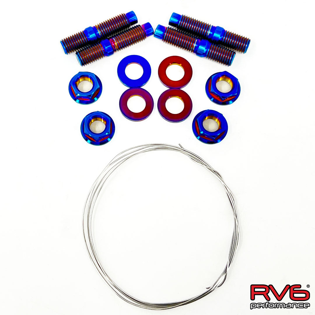 M10x1.25 Titanium Stud Set (4) with Safety Wire