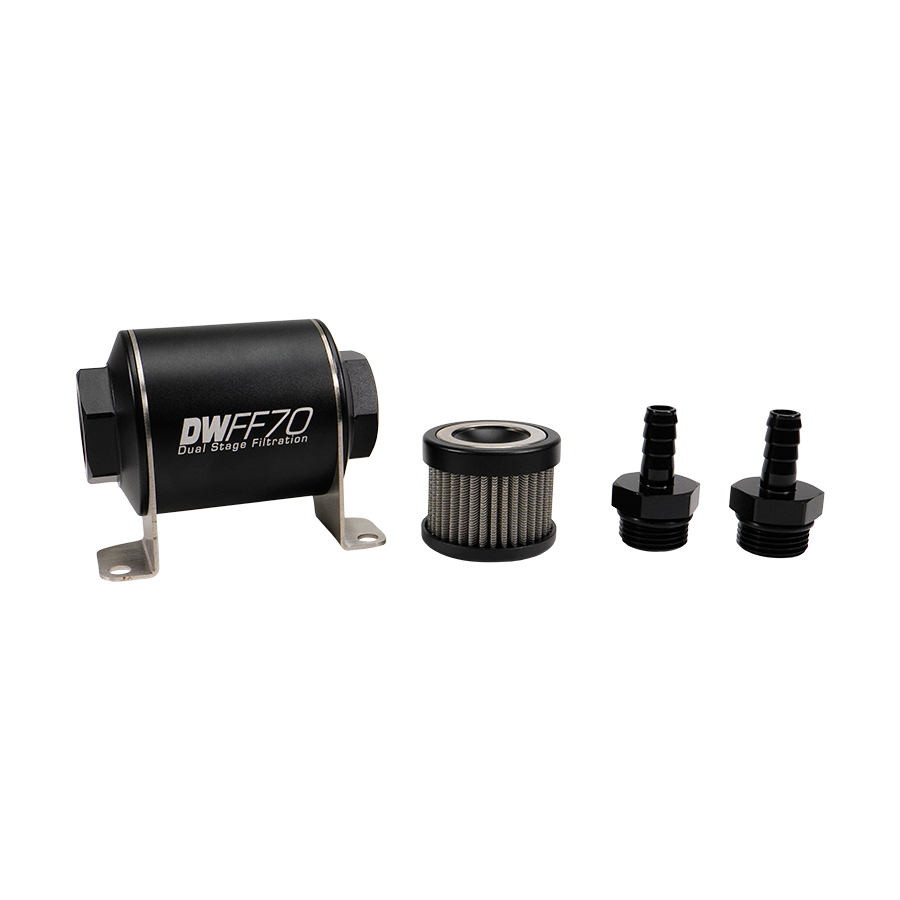 3/8 in Barb, 5 micron, 70mm In-line fuel filter kit