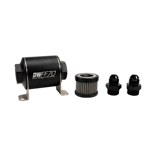 -8AN, 5 micron, 70mm In-line fuel filter kit