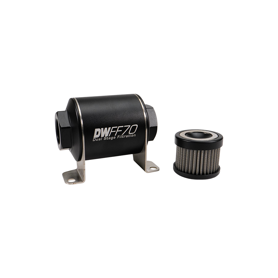 10AN Female, 100 micron, 70mm In-line fuel filter kit