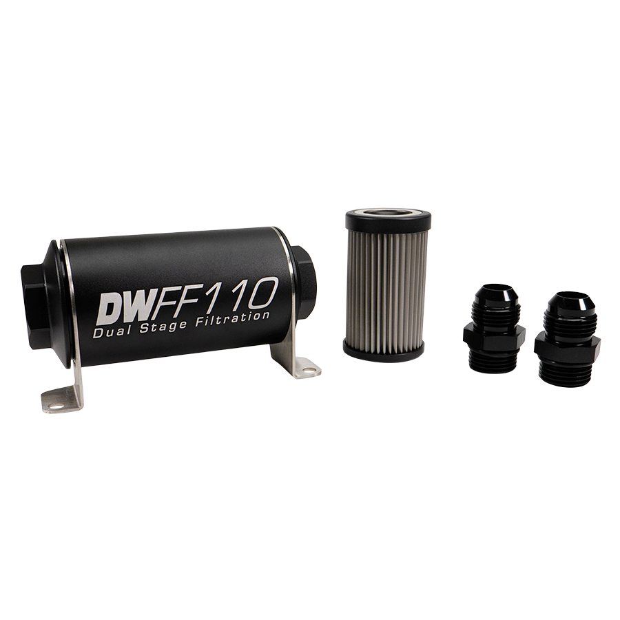 10AN, 100 micron, 110mm In-line fuel filter kit