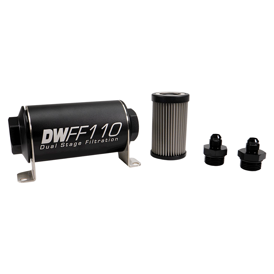 -6AN, 100 micron, 110mm In-line fuel filter kit