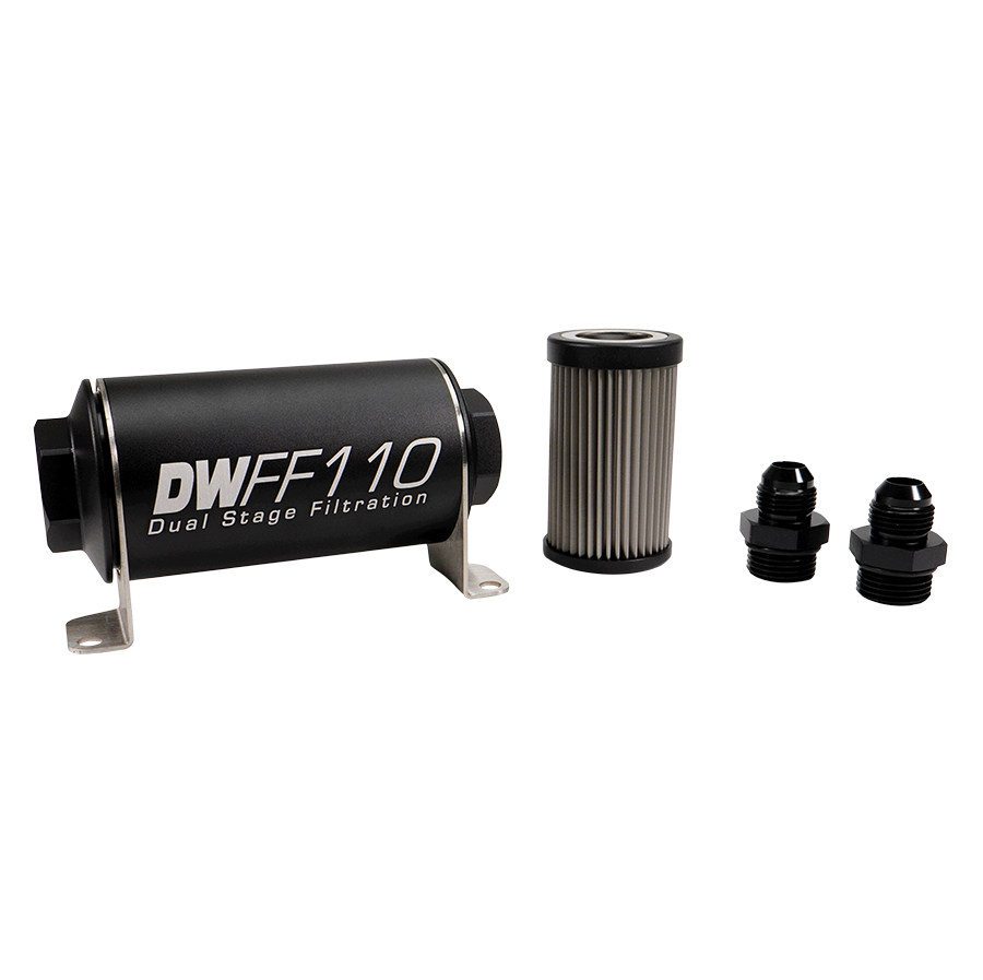 -8AN, 100 micron, 110mm In-line fuel filter kit