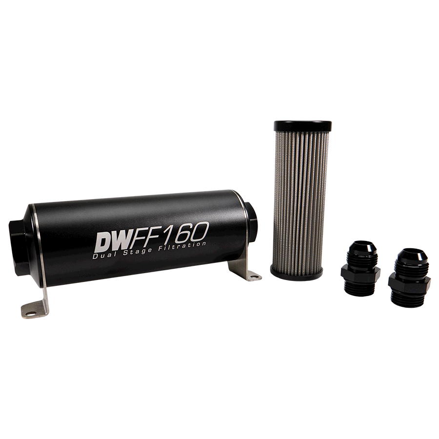 10AN, 40 micron, 160mm In-line fuel filter kit