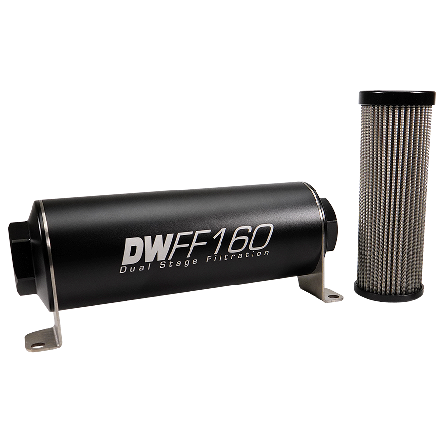 10AN Female, 100 micron, 160mm In-line fuel filter kit