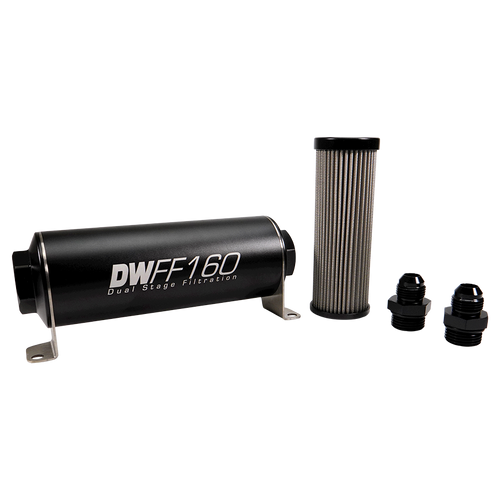 -8AN, 100 micron, 160mm In-line fuel filter kit