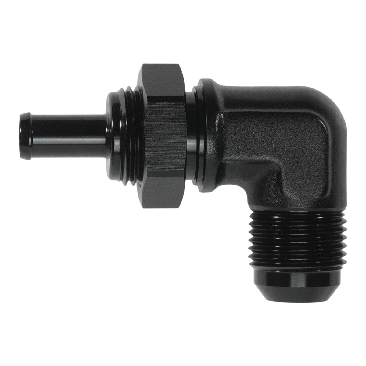 10AN to 3/8" Barb 90-Degree Bulkhead