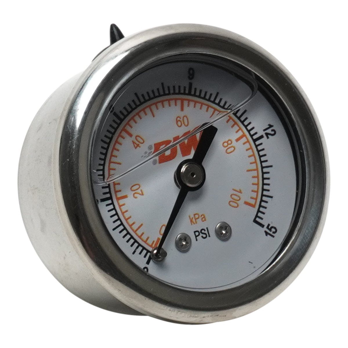 Carburetor Fuel Pressure Gauge - Liquid Filled White Face with DW Logo