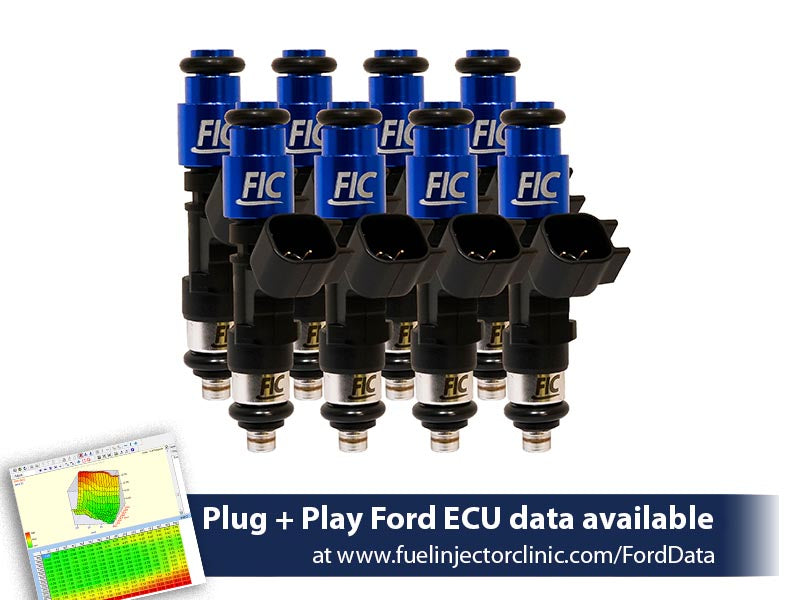 1400cc (140 lbs/hr at 43.5 PSI fuel pressure) FIC Fuel  Injector Clinic Injector Set for Mustang GT (1987-2004)/ Cobra (1993-1998)(High-Z) (is402-1400h)