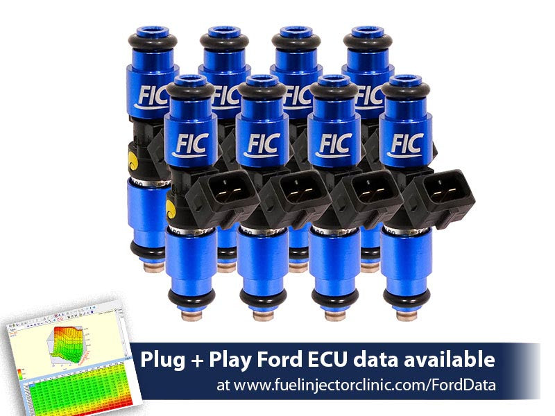 1200cc (110 lbs/hr at 43.5 PSI fuel pressure) FIC Fuel  Injector Clinic Injector Set for Mustang GT (2005+)/GT350 (2015-2016)/ Boss 302 (2012-2013)/Cobra (1999-2004)(High-Z) (is403-1200h)