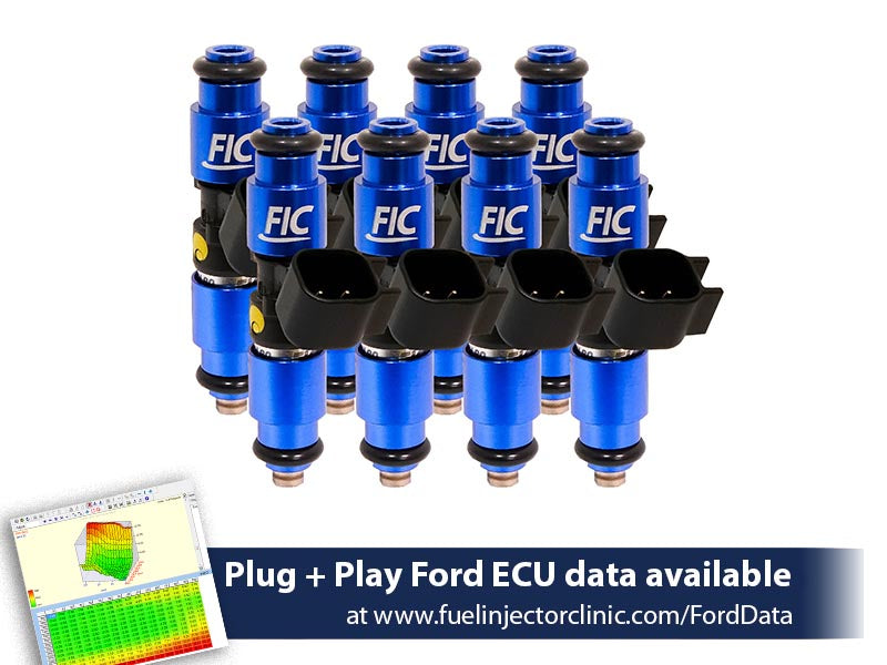 1440cc (140 lbs/hr at 43.5 PSI fuel pressure) FIC Fuel Injector Clinic Injector Set for Mustang GT (2005+)/GT350 (2015-2016)/ Boss 302 (2012-2013)/Cobra (1999-2004)  (High-Z) (is403-1440h)