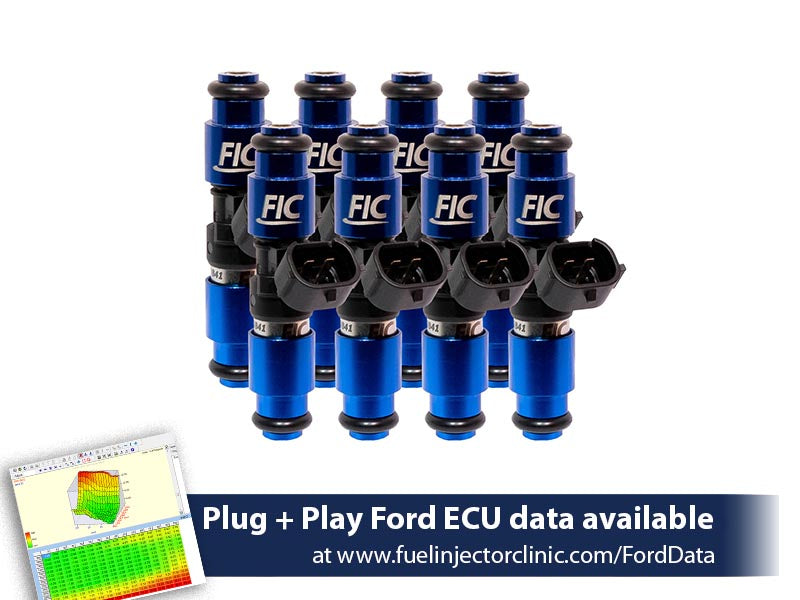 2150cc (200 lbs/hr at 43.5 PSI fuel pressure) FIC Fuel  Injector Clinic Injector Set for Mustang GT (2005+)/GT350 (2015-2016)/ Boss 302 (2012-2013)/Cobra (1999-2004)  (High-Z) (is403-2150h)
