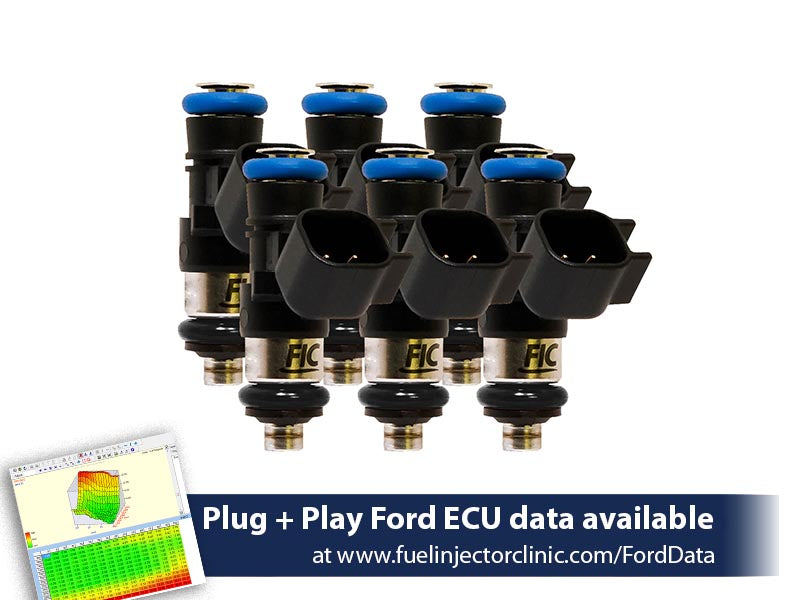 1000cc (85 lbs/hr at 43.5 PSI fuel pressure) FIC Fuel  Injector Clinic Injector Set for Ford Mustang V6 (2011-2017) (is461-1000h)