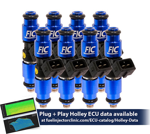 1200cc (130 lbs/hr at OE 58 PSI fuel pressure) FIC Fuel Injector Clinic Injector Set for Holley GM and FORD (High-Z) (ish01-1200h)