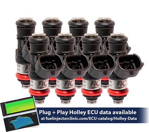 2150cc (240 lbs/hr at OE 58 PSI fuel pressure) FIC Fuel  Injector Clinic Injector Set for Holley GM composite intakes (High-Z) (ish03-2150h)