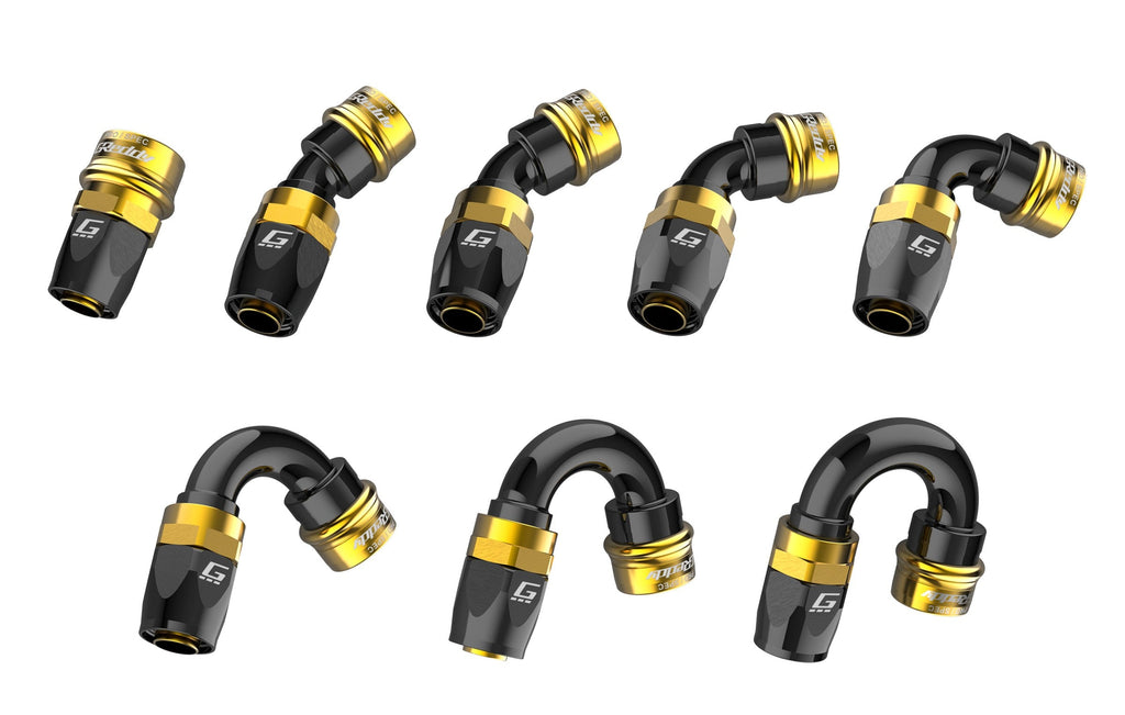 GReddy PRO/SPEC -08 Quick-Release Swivel Hose Ends - Black / Gold