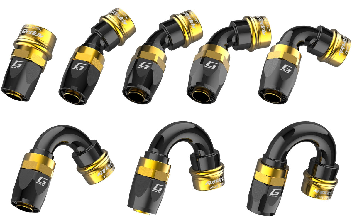 GReddy PRO/SPEC -12 Quick-Release Swivel Hose Ends - Black / Gold
