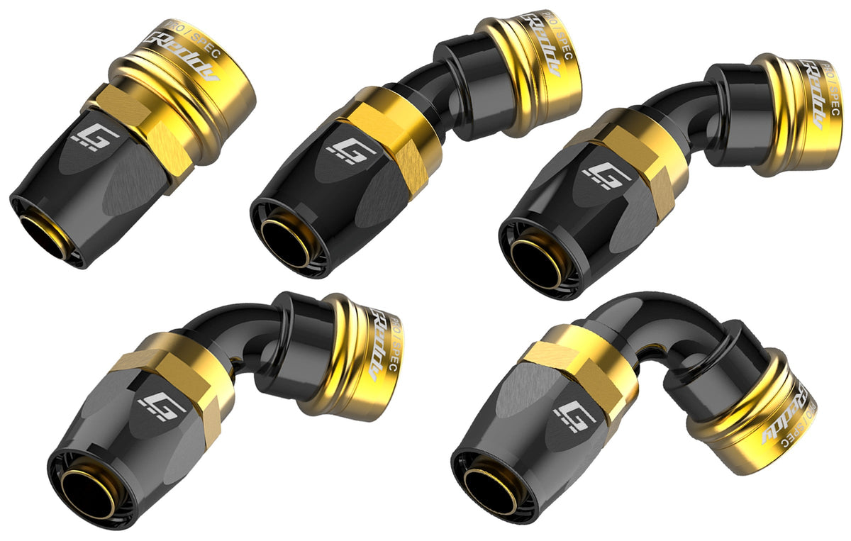 GReddy PRO/SPEC -20 Quick-Release Swivel Hose Ends - Black / Gold