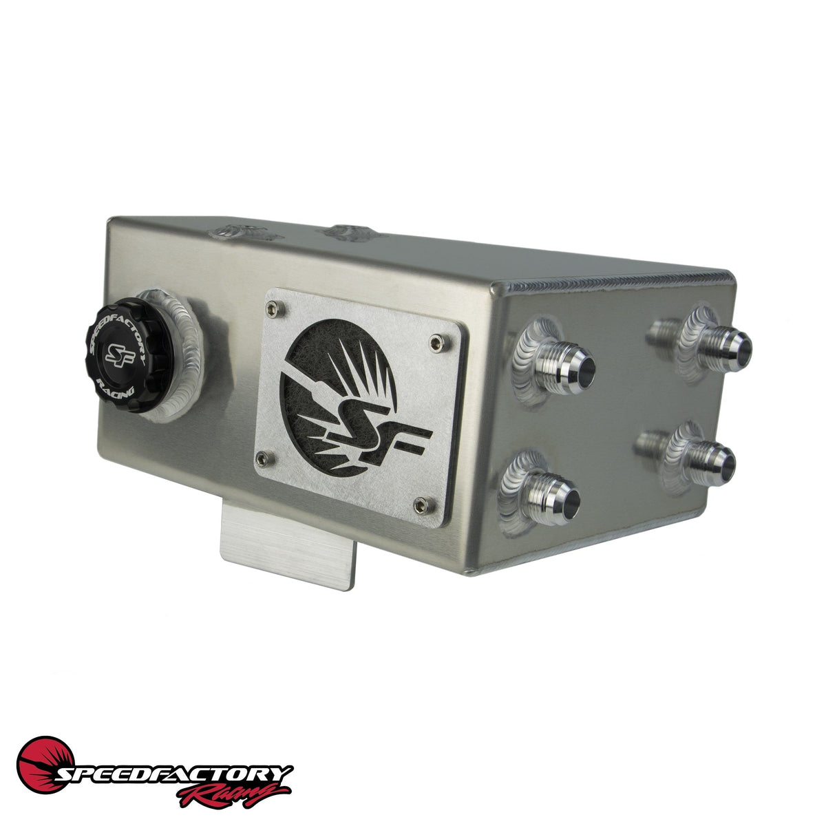 SpeedFactory Catch Can Angled Battery Delete w Overflow - Black Cap