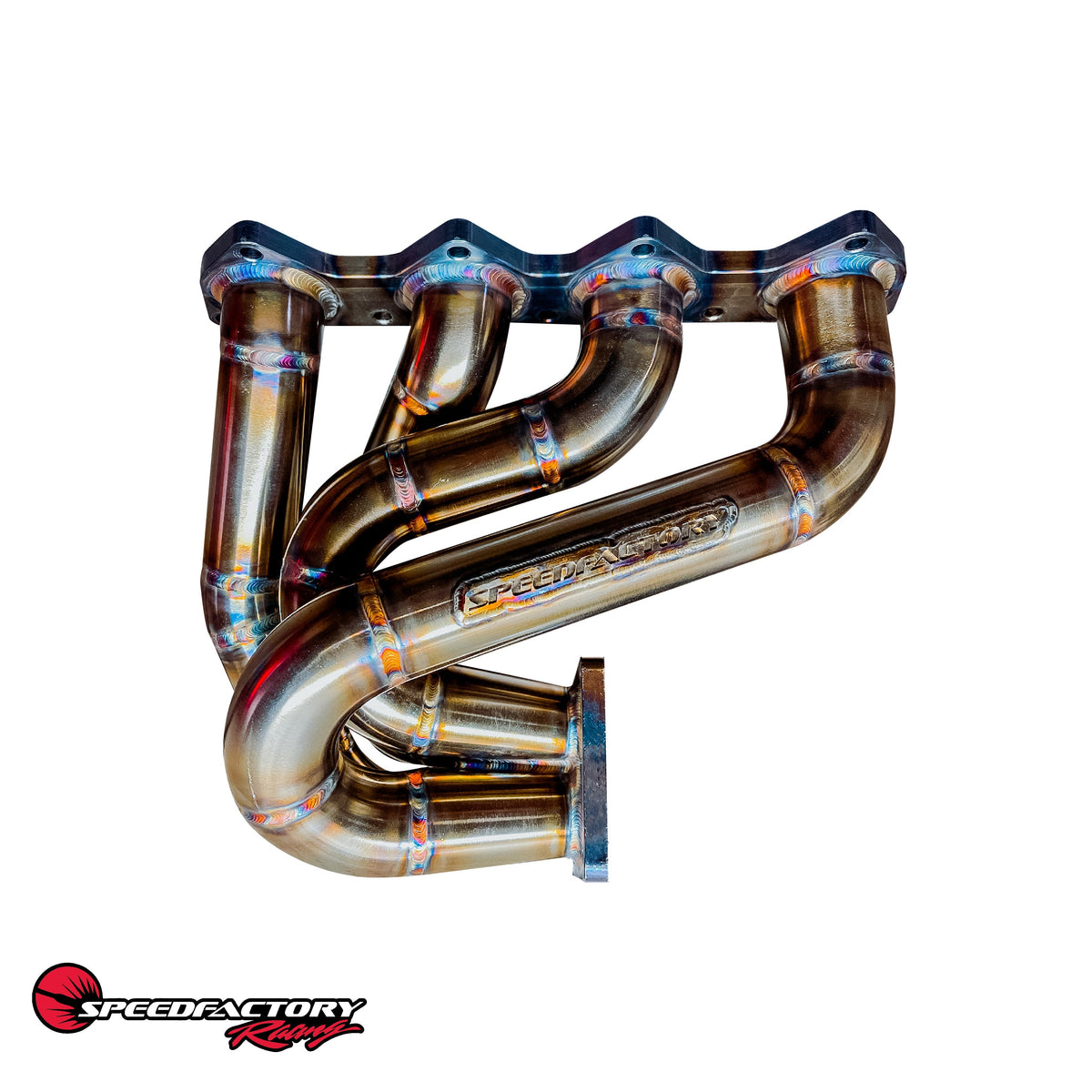 SpeedFactory Stainless Steel Turbo Manifold Forward Face Style H2B Series Divided T4 Flange w Single 60mm WG - Specify Turbosmart or Tial WG