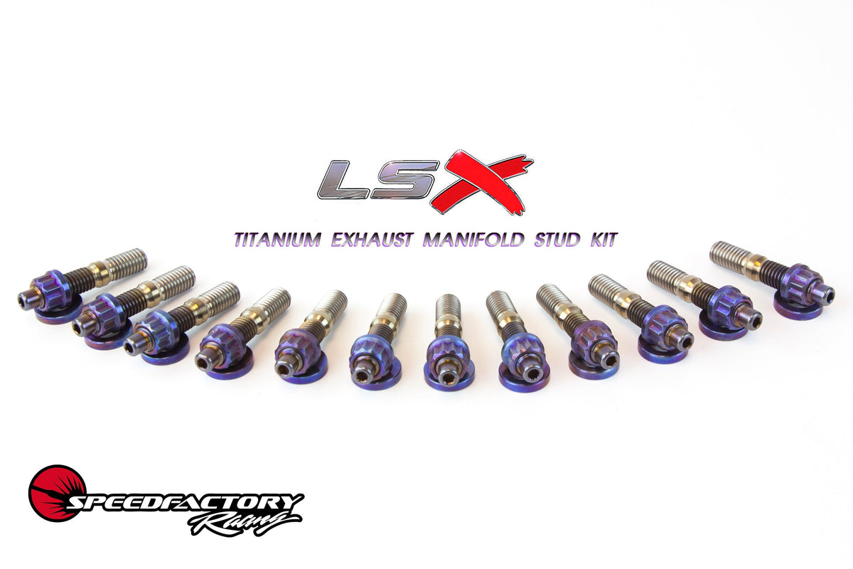 SpeedFactory Titanium Exhaust Manifold RAW Stud Kit for Chevrolet LSX - M8X1.25 - 12pc Nut, Stud and Washer