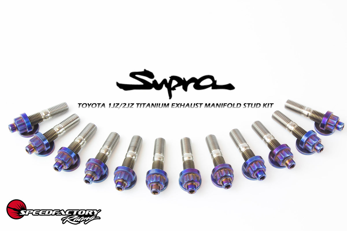 SpeedFactory Titanium Exhaust Manifold RAW Stud Kit - M10 2JZ/1JZ Toyota Engines - Kit Includes 12pc Nut, Stud and Washer