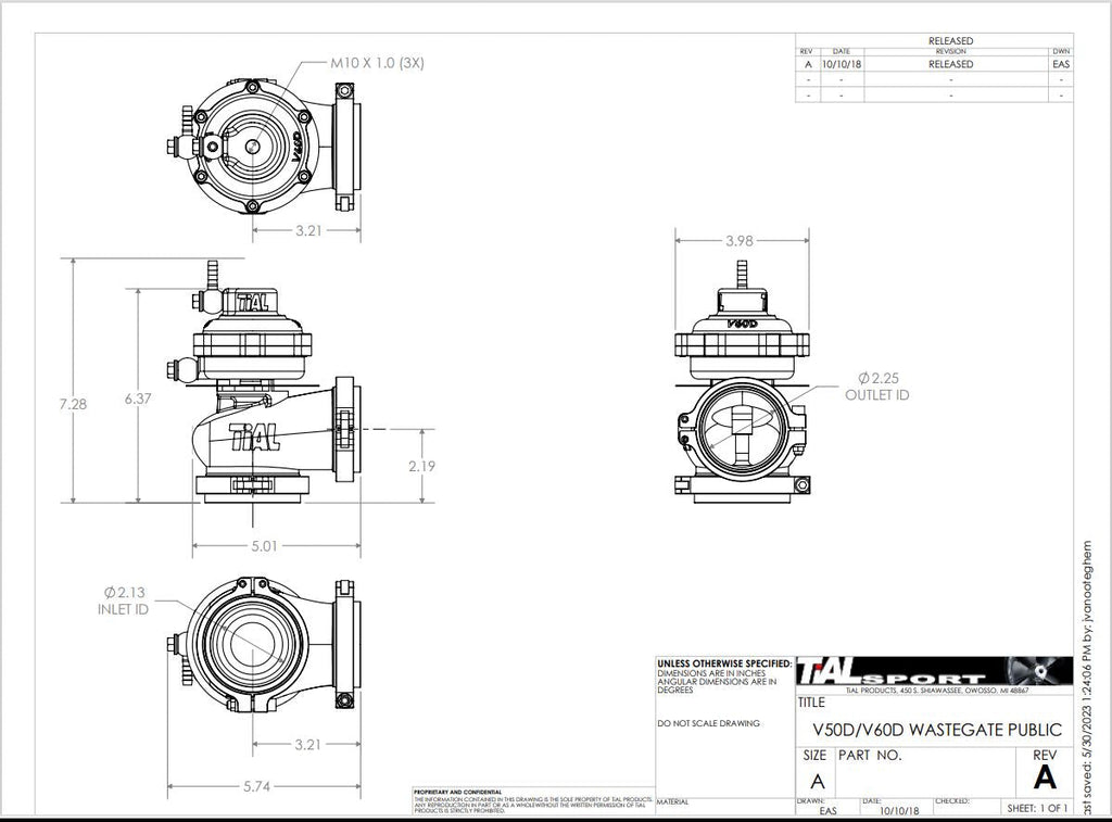 TiALSport Compressed-gas Wastegates -V50D & V60D