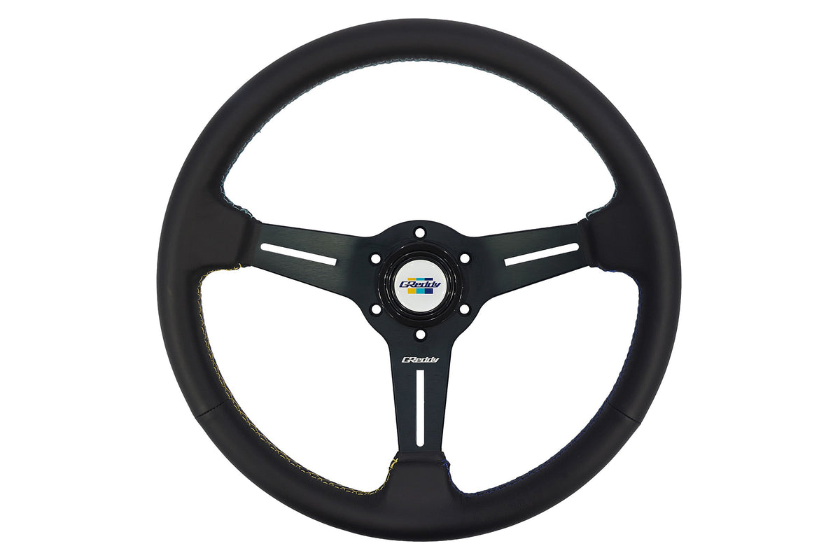GReddy 3 Color Stitch Steering Wheel - Leather