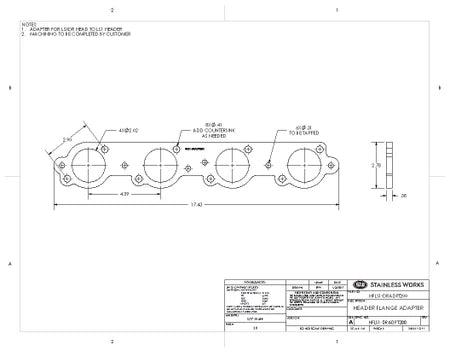 Stainless Works Chevrolet LS Drag Race Diagonal Bolt Pattern DPT Header Flange